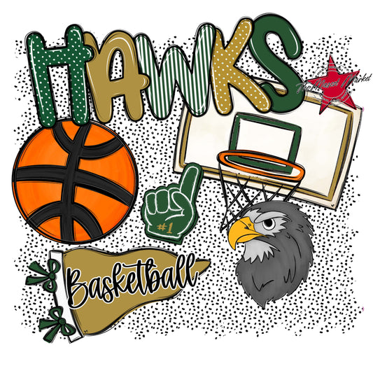 Hawks Basketball Spirit-Green & Gold