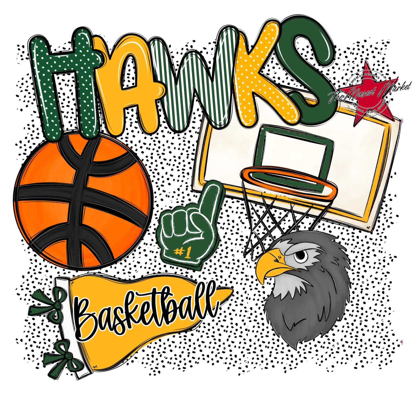 Hawks Basketball Spirit-Green & Yellow