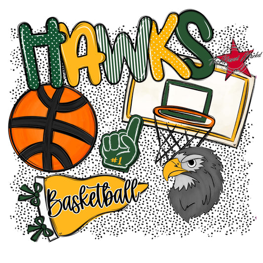 Hawks Basketball Spirit-Green & Yellow