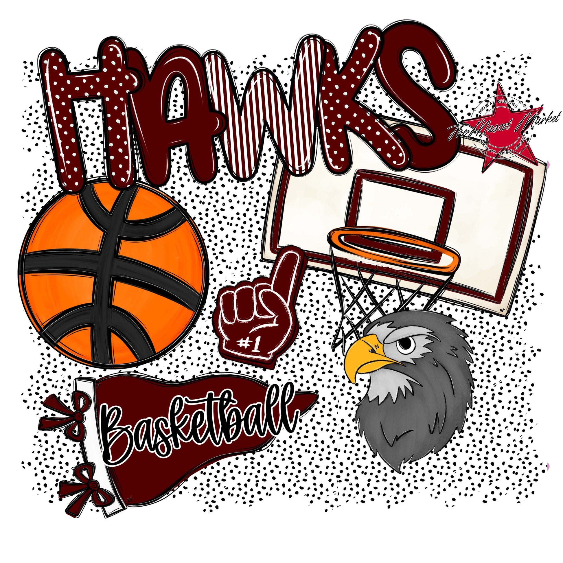 Hawks Basketball Spirit-Maroon