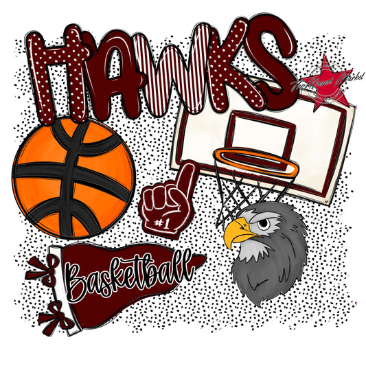 Hawks Basketball Spirit-Maroon