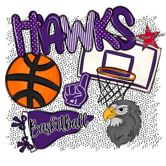 Hawks Basketball Spirit-Purple
