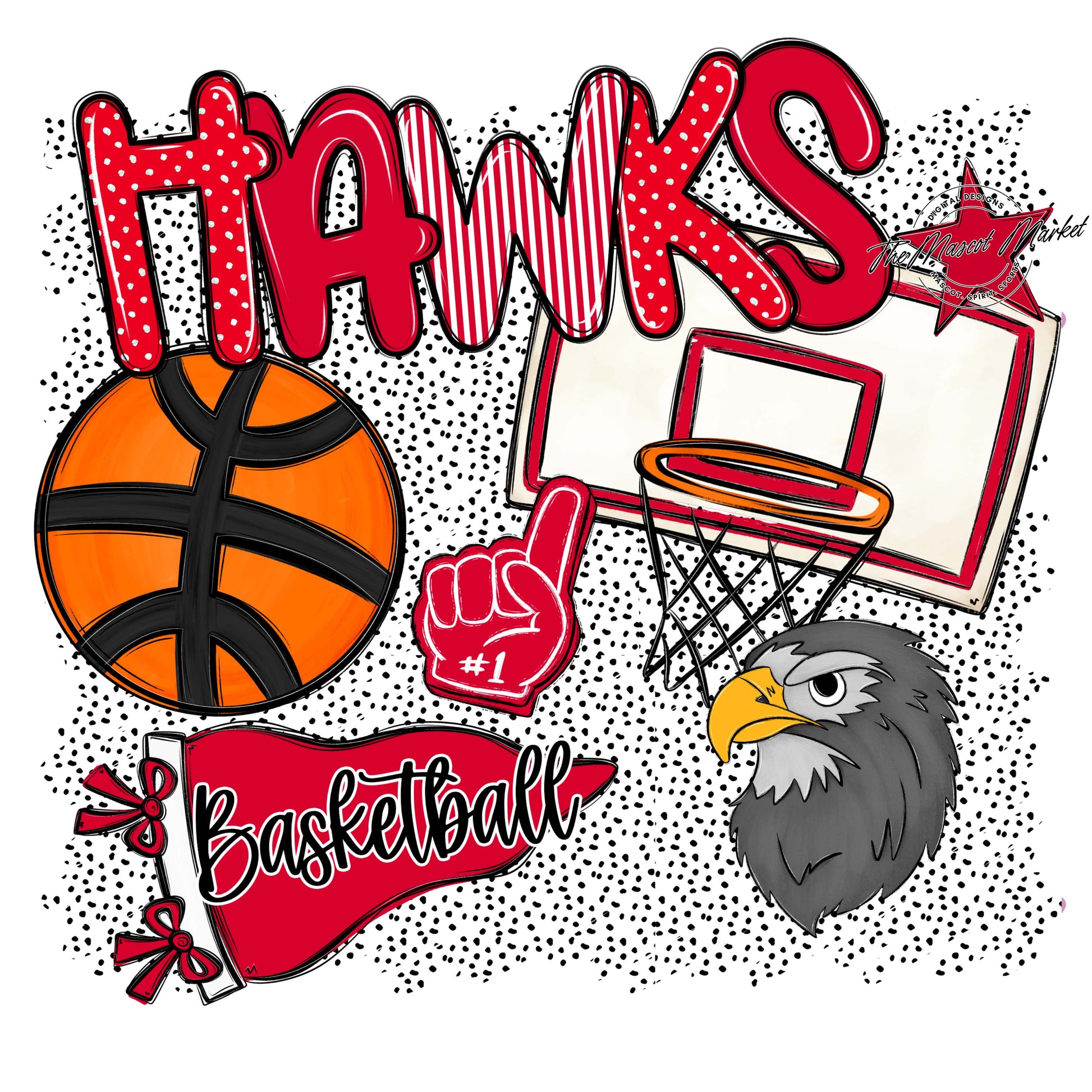 Hawks Basketball Spirit-Red