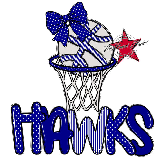 Hawks Basketball Spirit Design-Blue