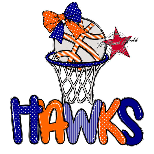 Hawks Basketball Spirit Design-Blue & Orange
