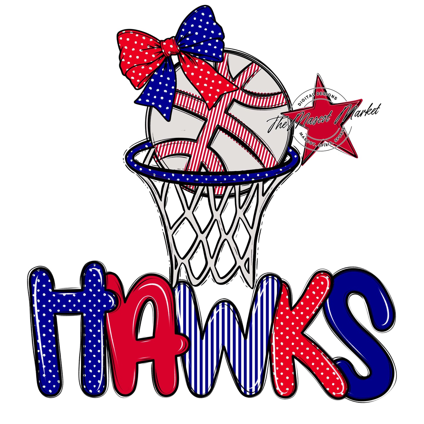 Hawks Basketball Spirit Design-Blue & Red