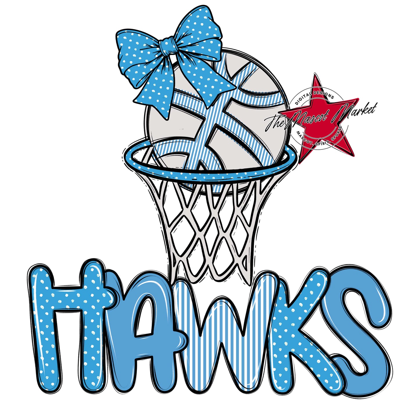 Hawks Basketball Spirit Design-Carolina Blue
