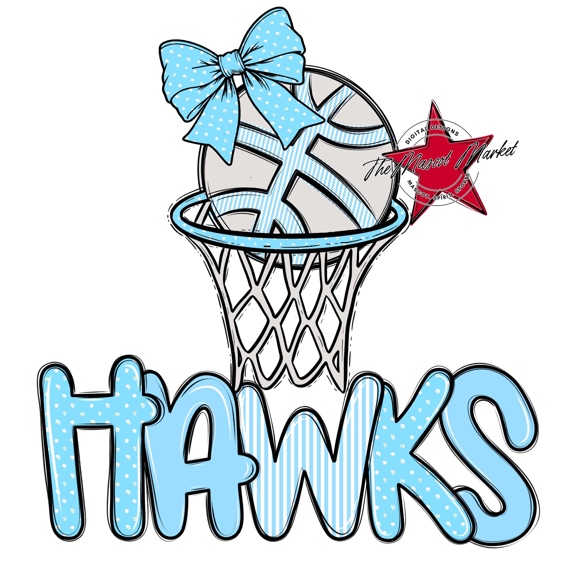 Hawks Basketball Spirit Design-Columbia Blue