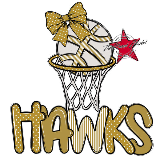 Hawks Basketball Spirit Design-Gold