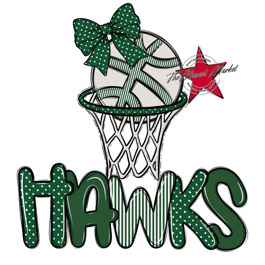 Hawks Basketball Spirit Design-Green