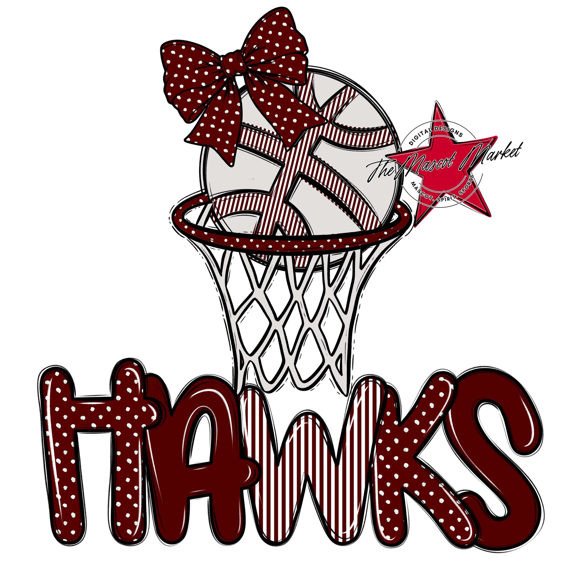 Hawks Basketball Spirit Design-Maroon