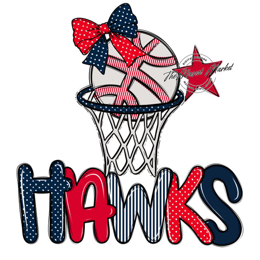 Hawks Basketball Spirit Design-Navy & Red