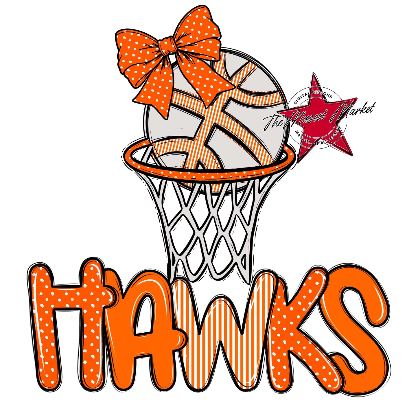 Hawks Basketball Spirit Design-Orange