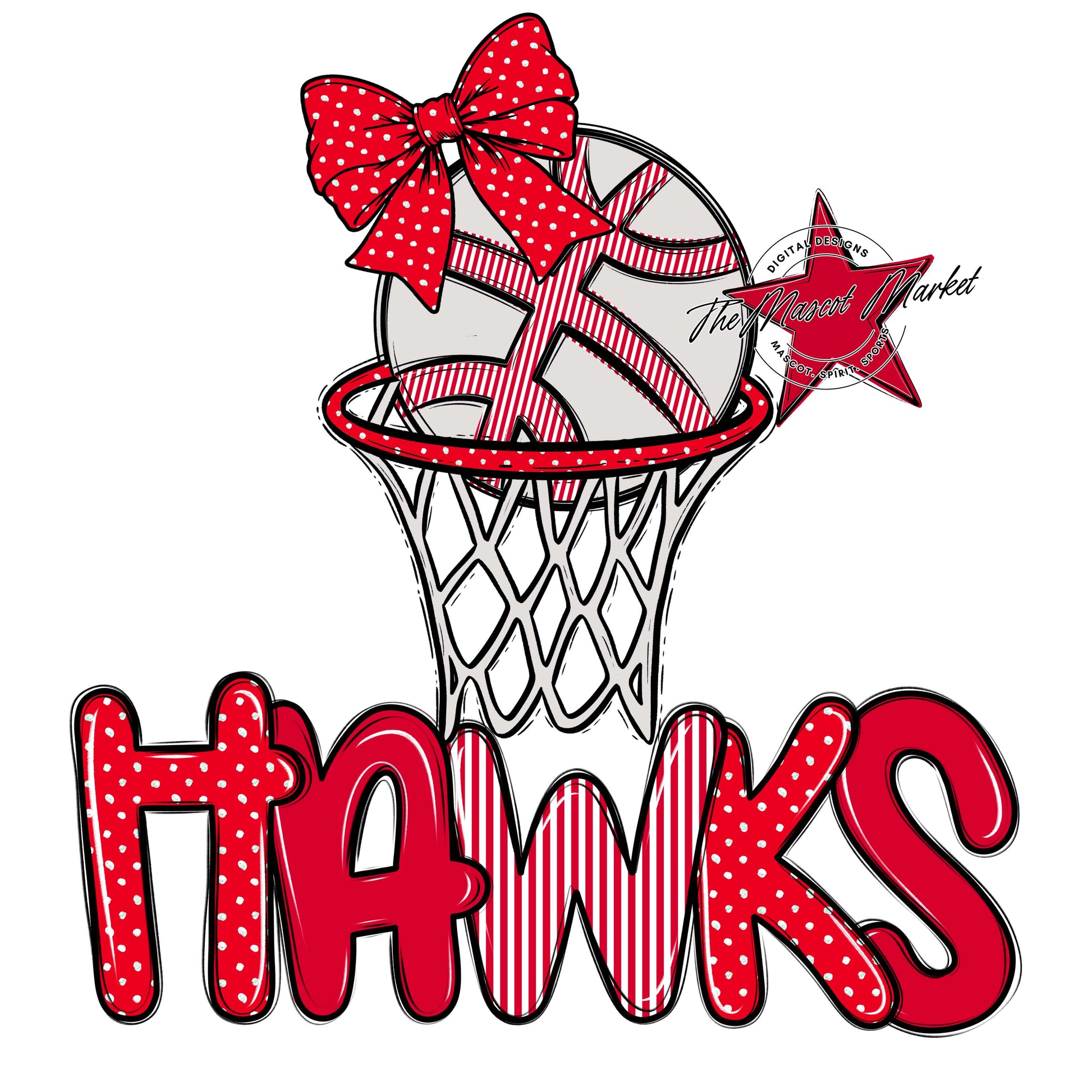 Hawks Basketball Spirit Design-Red