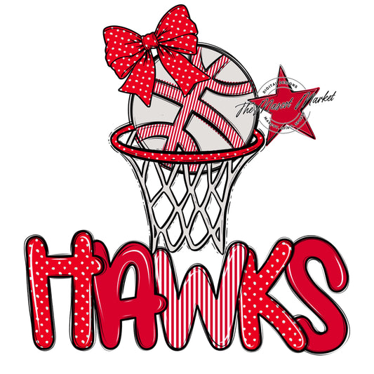 Hawks Basketball Spirit Design-Red
