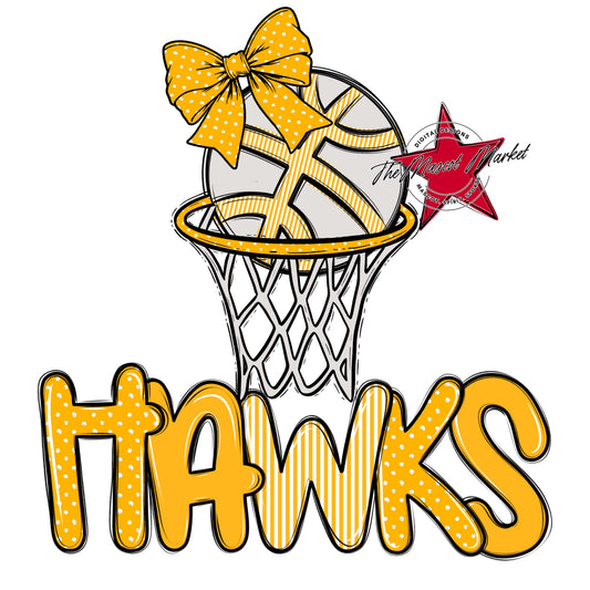 Hawks Basketball Spirit Design-Yellow