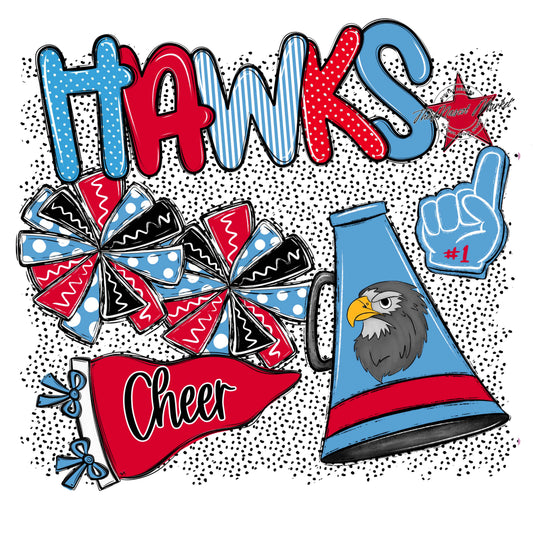 Hawks Cheer Spirit-Carolina Blue & Red