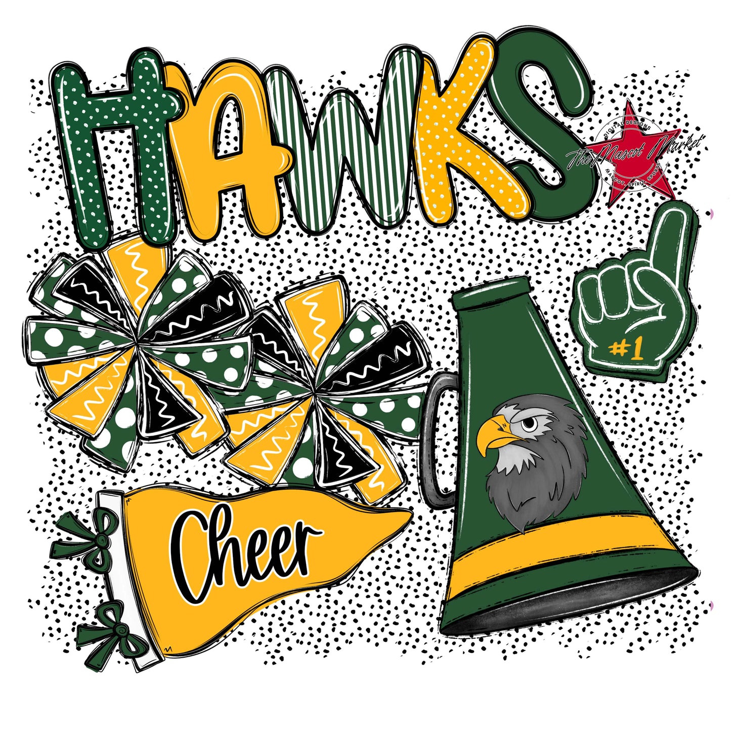 Hawks Cheer Spirit-Green & Yellow