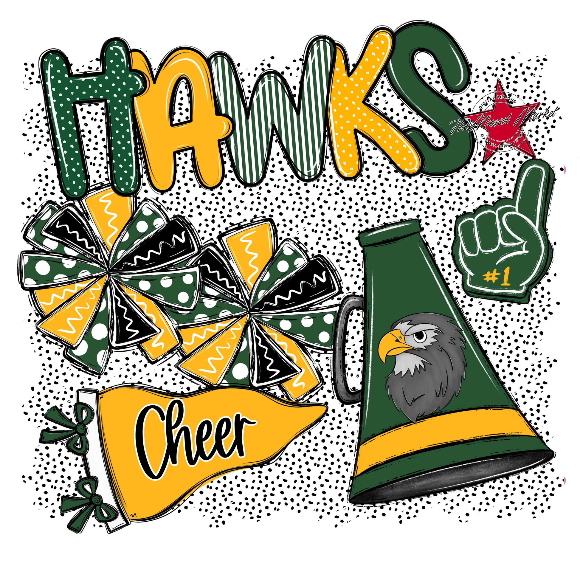 Hawks Cheer Spirit-Green & Yellow