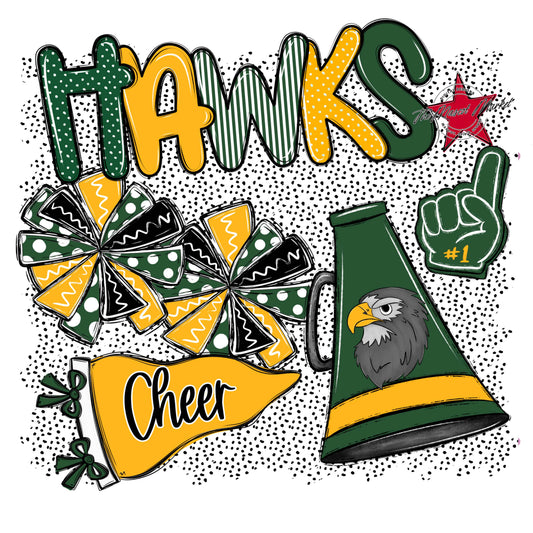 Hawks Cheer Spirit-Green & Yellow