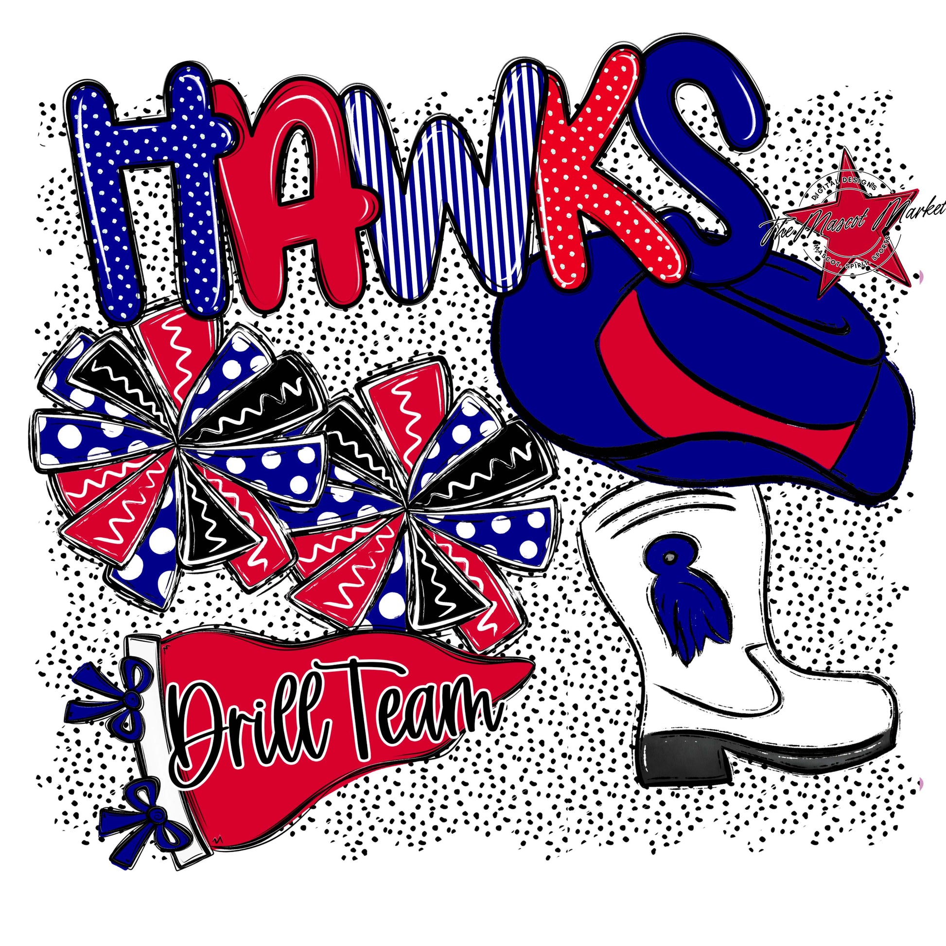 Hawks Drillteam Spirit-Blue & Red