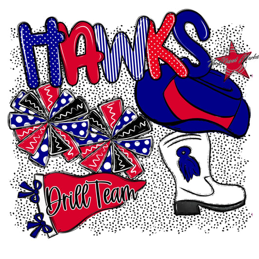 Hawks Drillteam Spirit-Blue & Red
