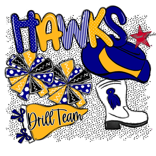 Hawks Drillteam Spirit-Blue & Yellow