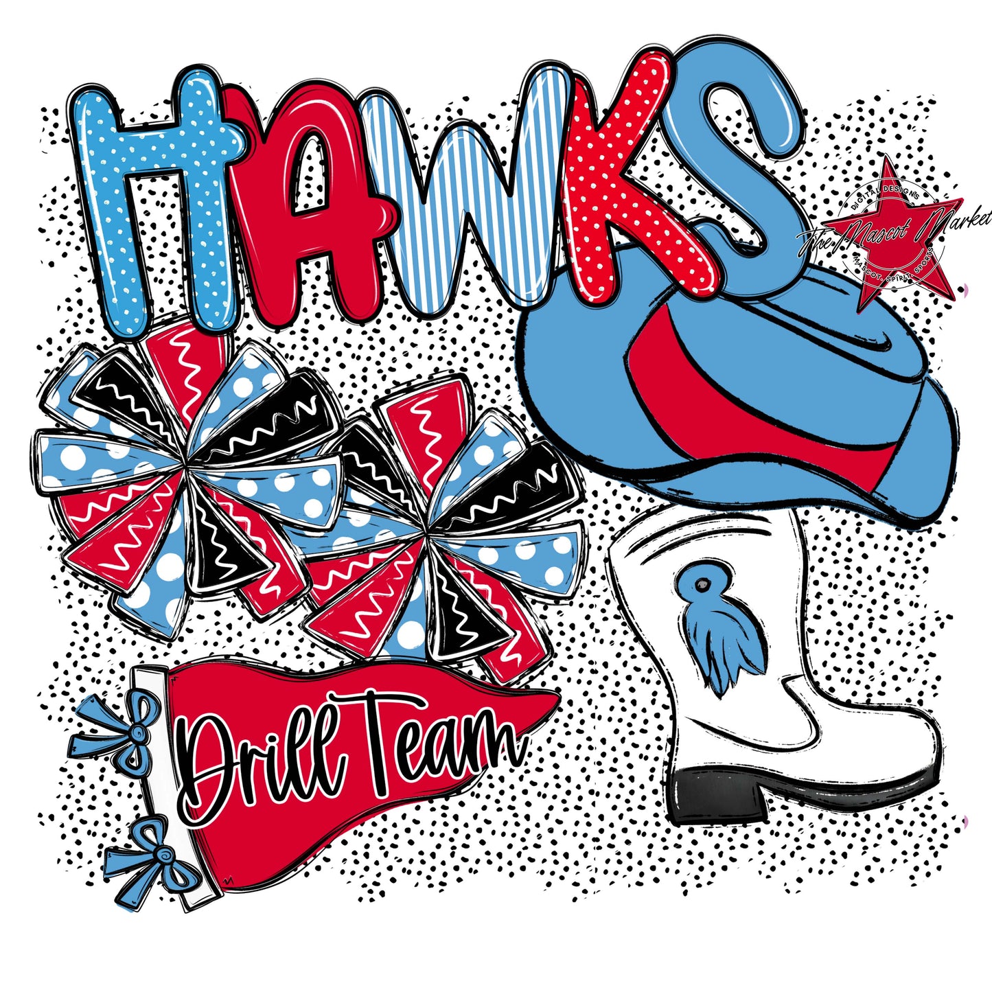 Hawks Drillteam Spirit-Carolina Blue & Red