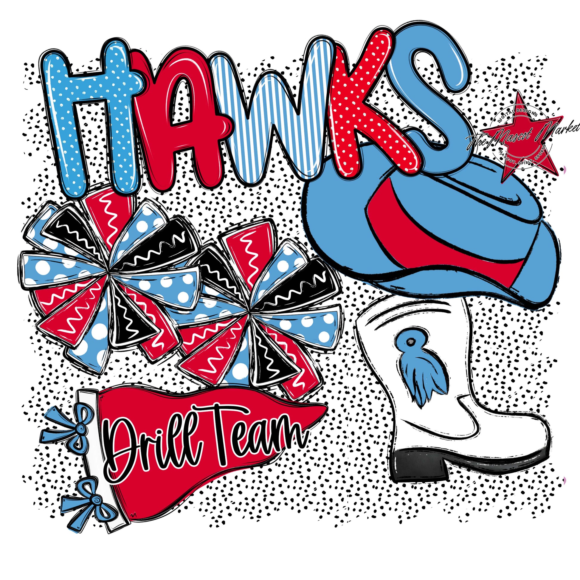 Hawks Drillteam Spirit-Carolina Blue & Red