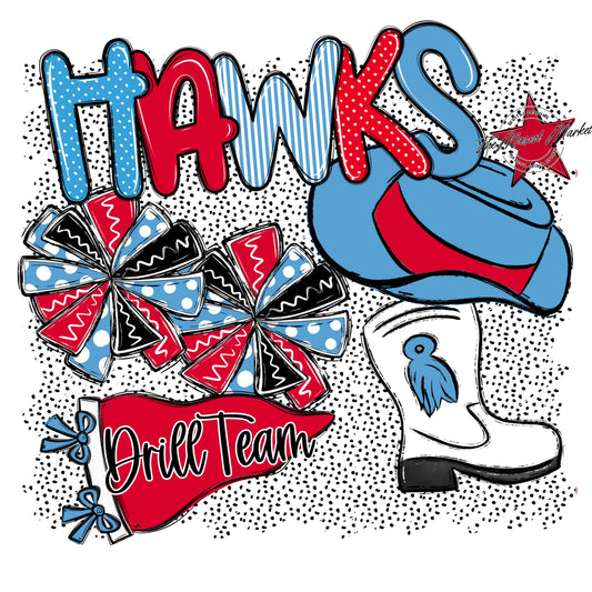 Hawks Drillteam Spirit-Carolina Blue & Red