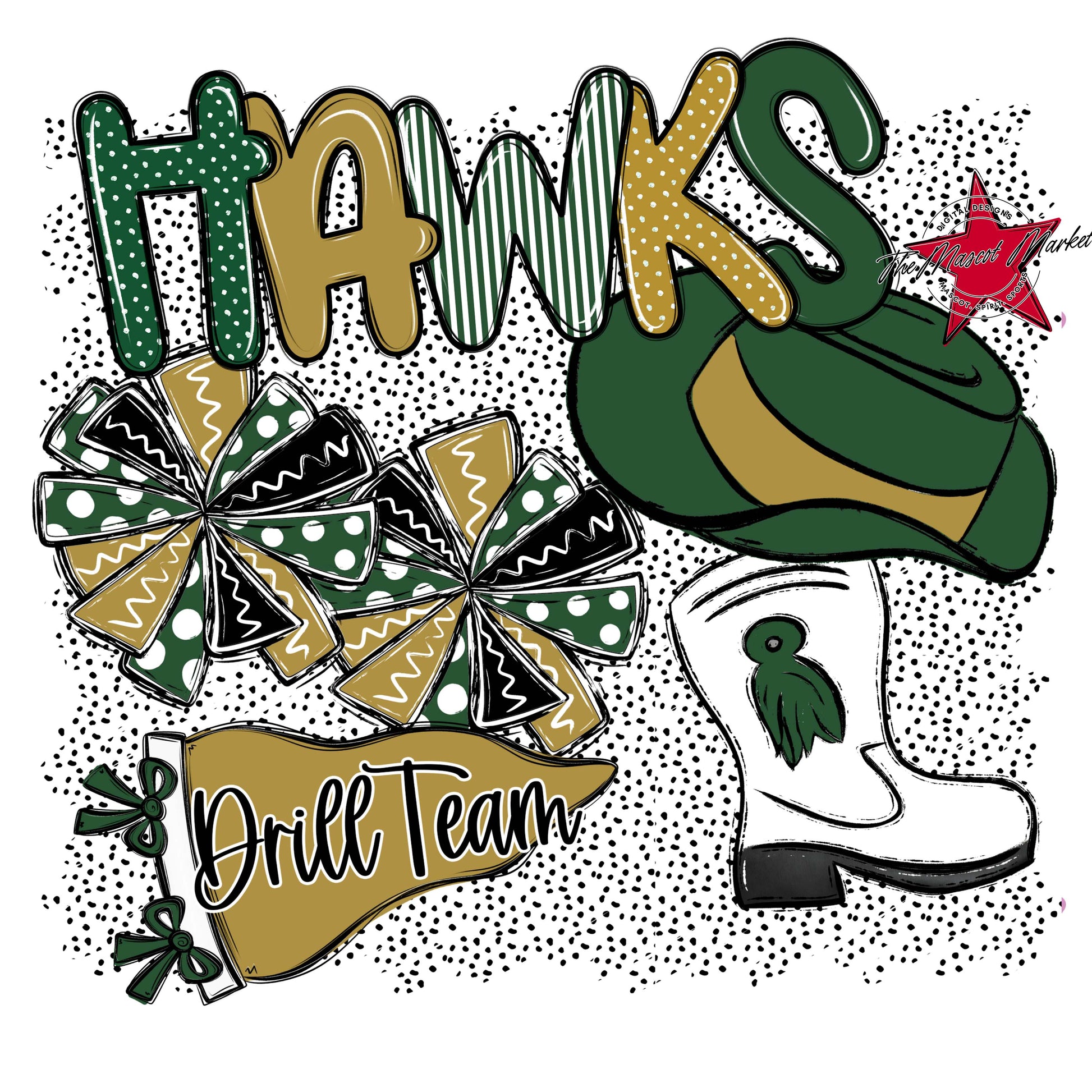 Hawks Drillteam Spirit-Green & Gold
