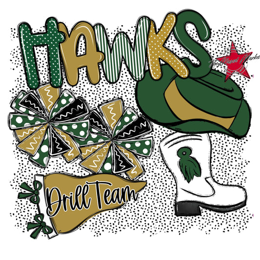 Hawks Drillteam Spirit-Green & Gold