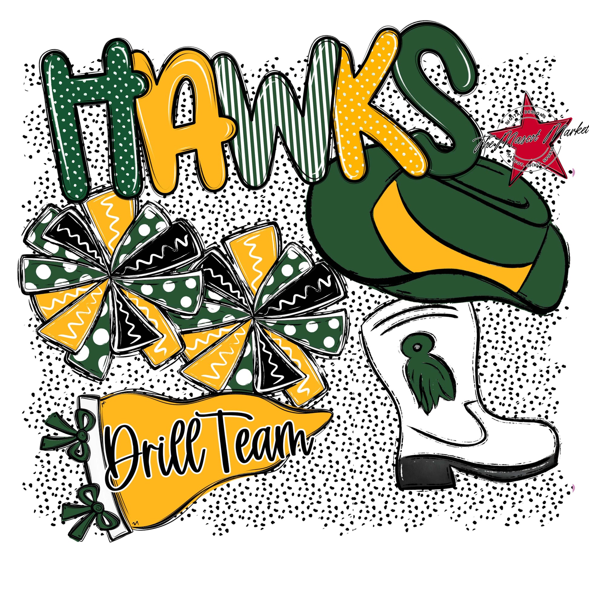Hawks Drillteam Spirit-Green & Yellow