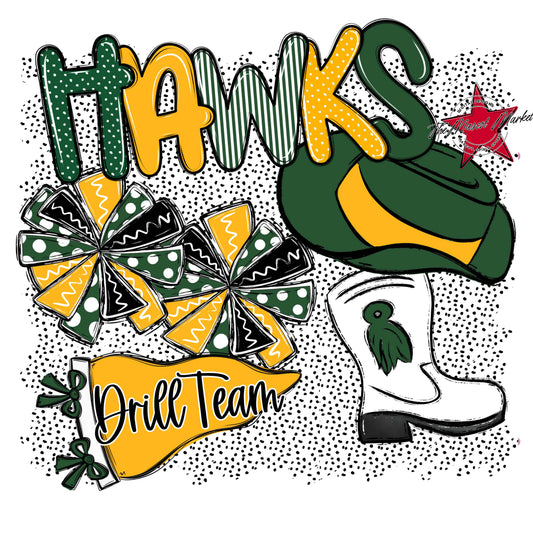 Hawks Drillteam Spirit-Green & Yellow