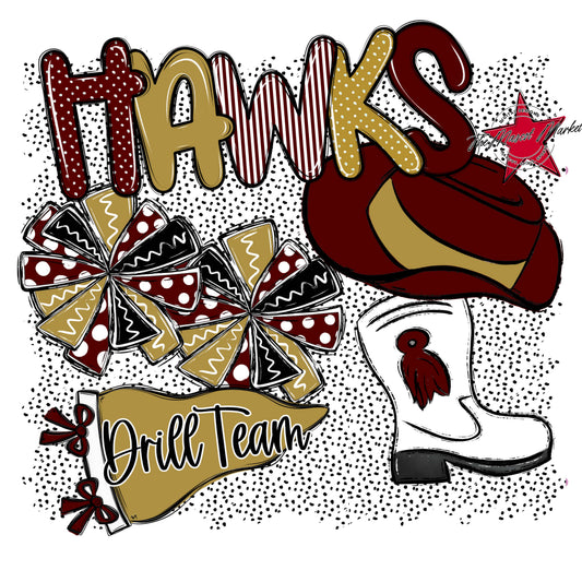 Hawks Drillteam Spirit-Maroon & Gold