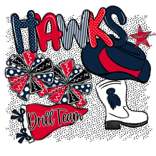 Hawks Drillteam Spirit-Navy & Red