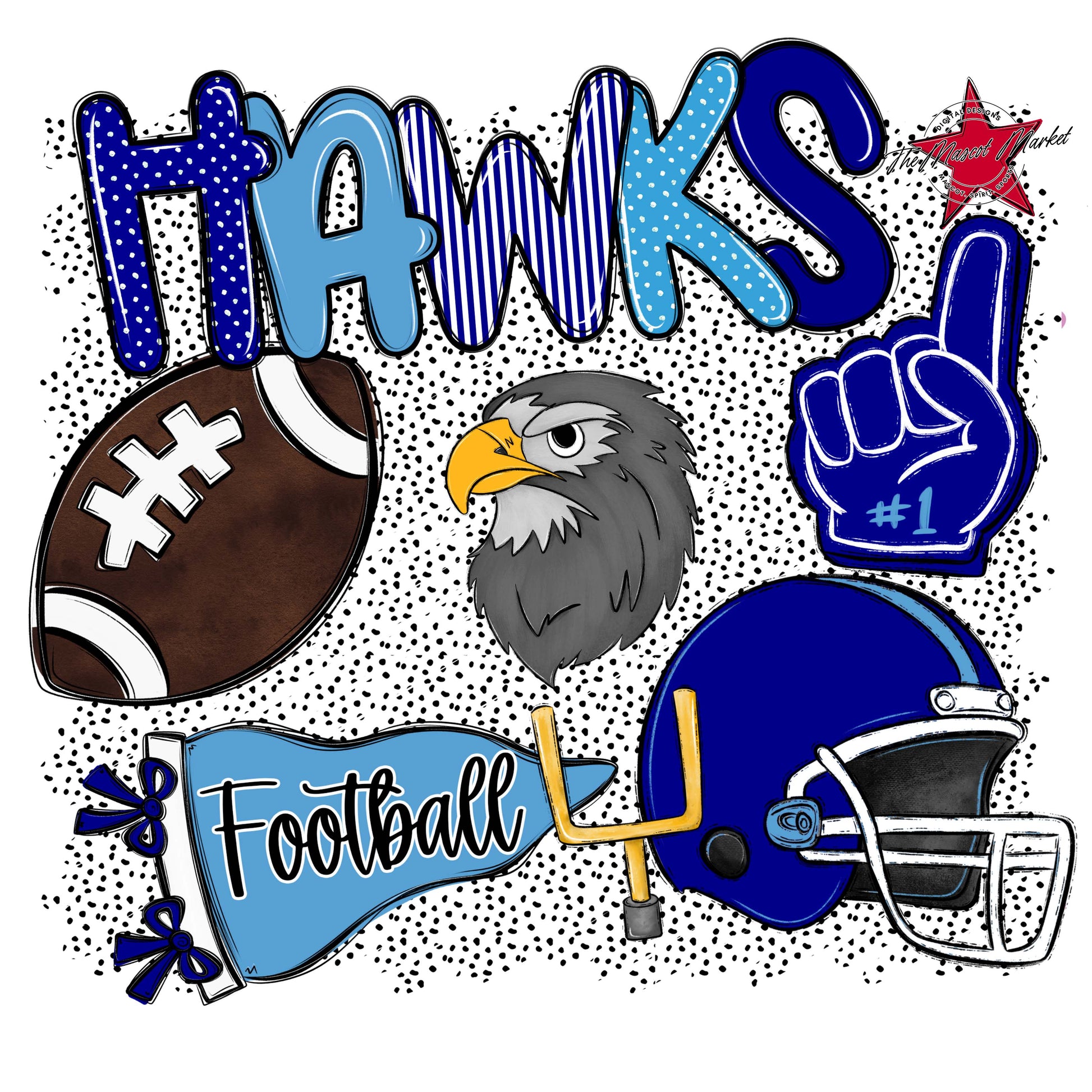 Hawks Football Spirit-Blue & Carolina Blue