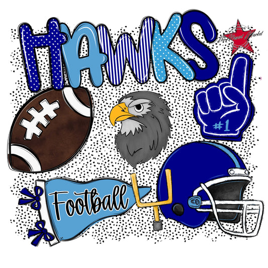Hawks Football Spirit-Blue & Carolina Blue