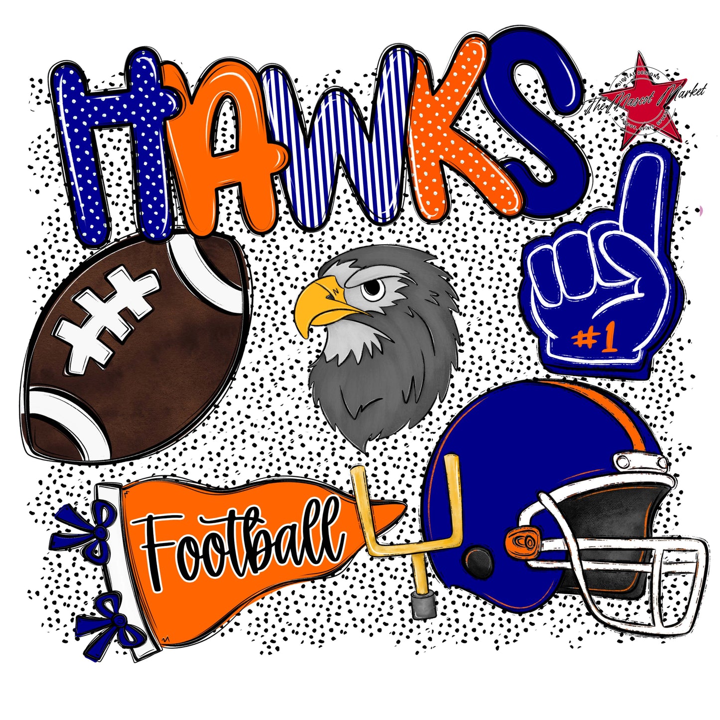 Hawks Football Spirit-Blue & Orange