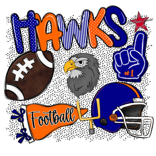 Hawks Football Spirit-Blue & Orange
