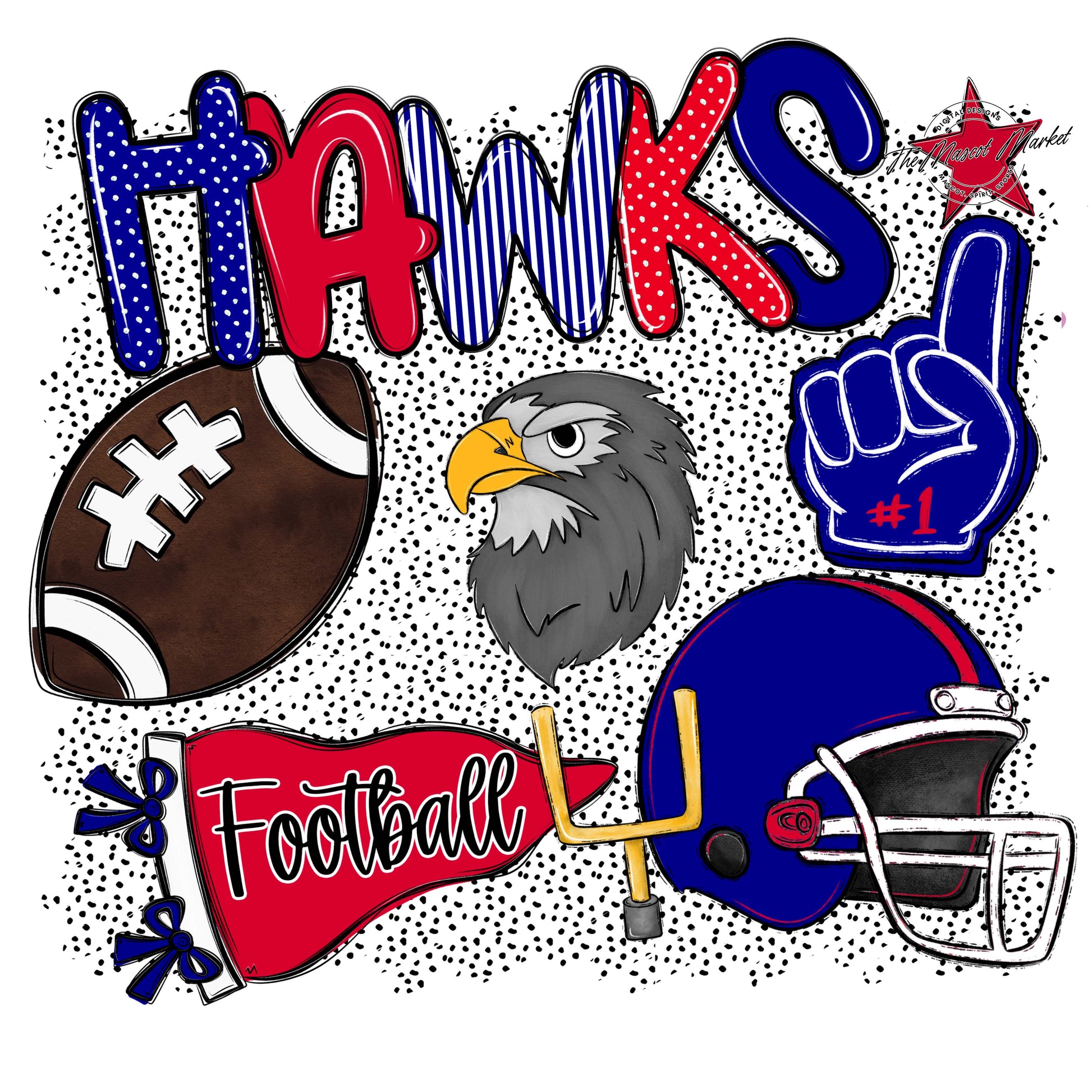 Hawks Football Spirit-Blue & Red