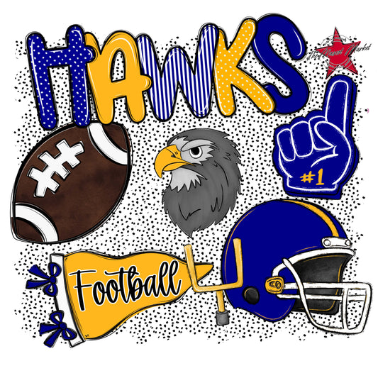 Hawks Football Spirit-Blue & Yellow