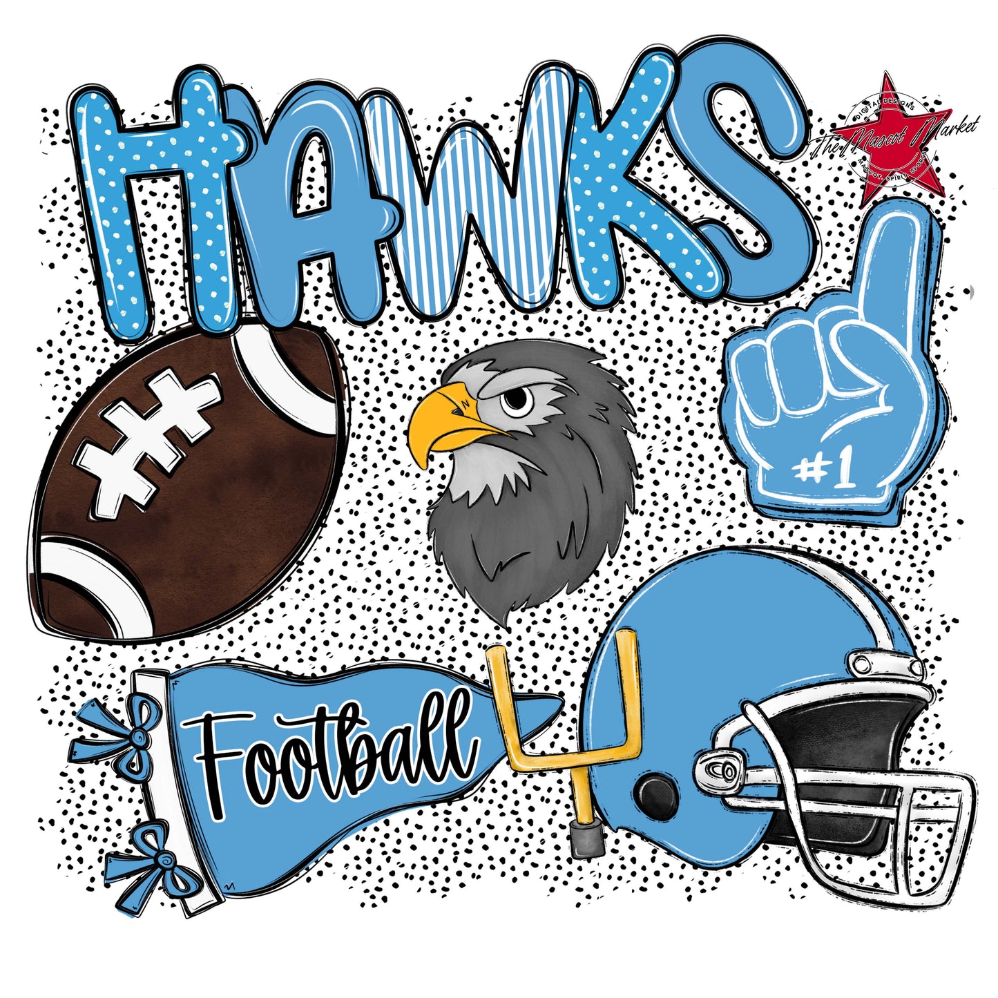 Hawks Football Spirit-Carolina Blue