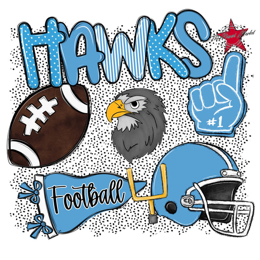 Hawks Football Spirit-Carolina Blue