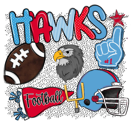 Hawks Football Spirit-Carolina Blue & Red