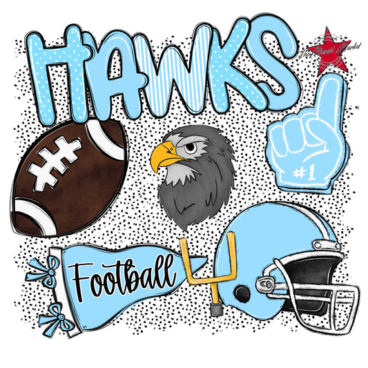 Hawks Football Spirit-Columbia Blue