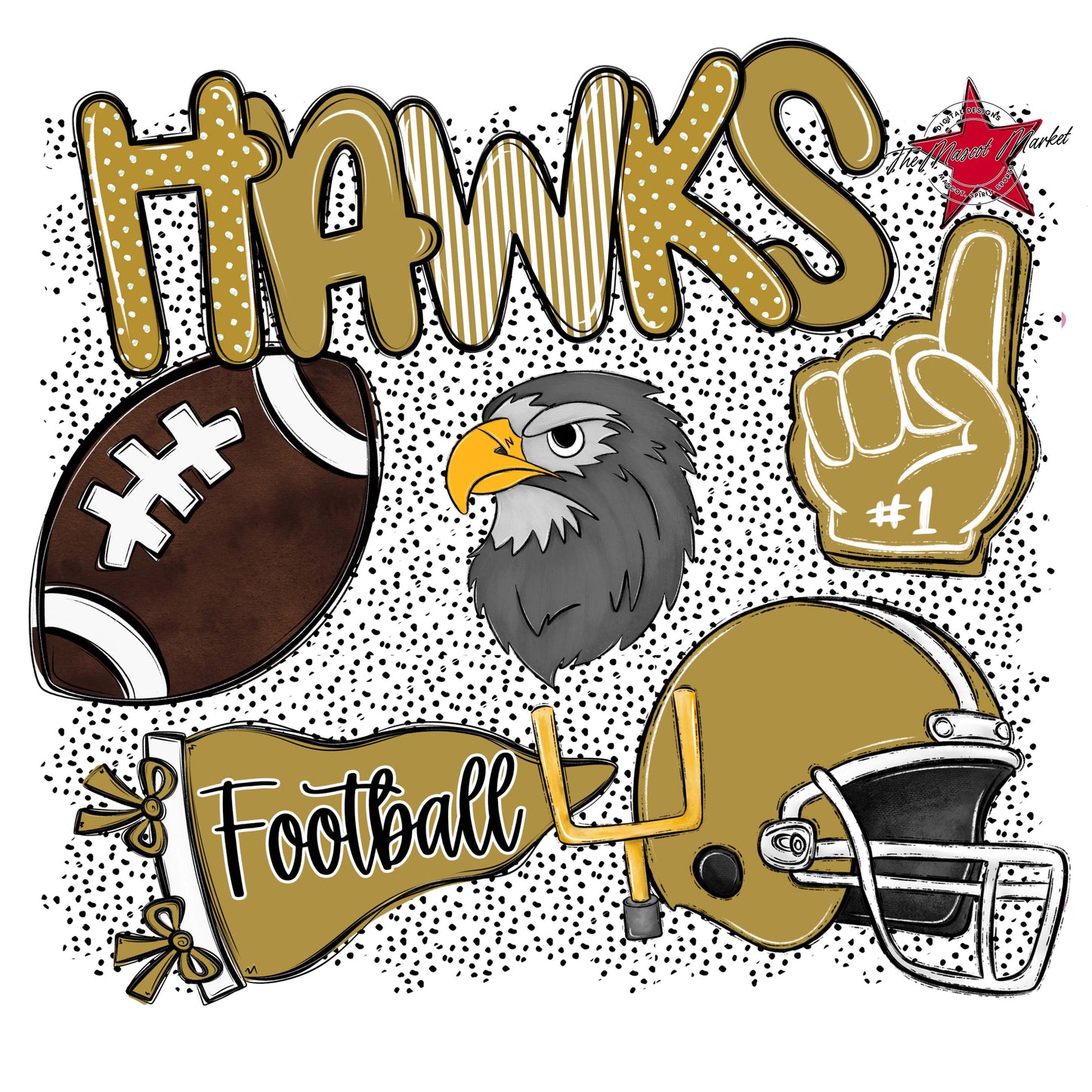 Hawks Football Spirit-Gold