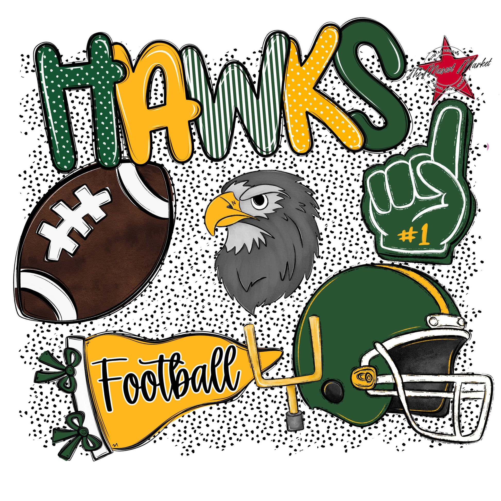 Hawks Football Spirit-Green & Yellow