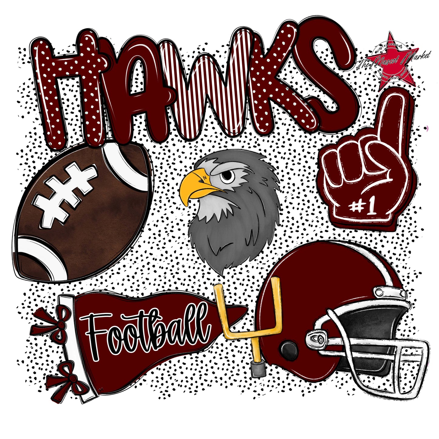 Hawks Football Spirit-Maroon