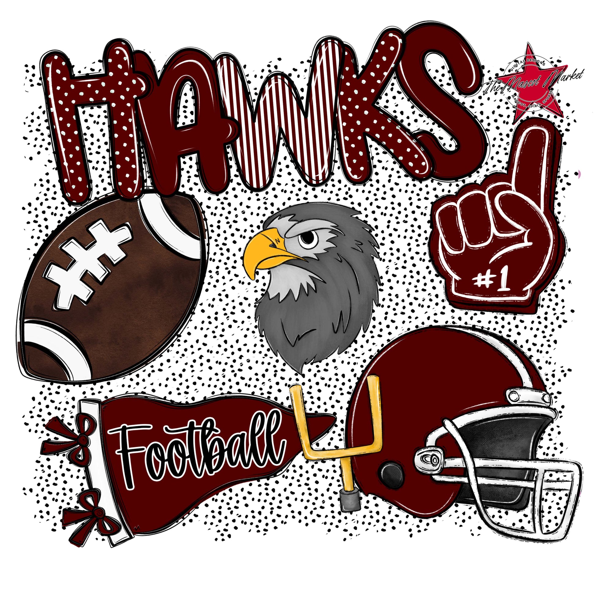 Hawks Football Spirit-Maroon